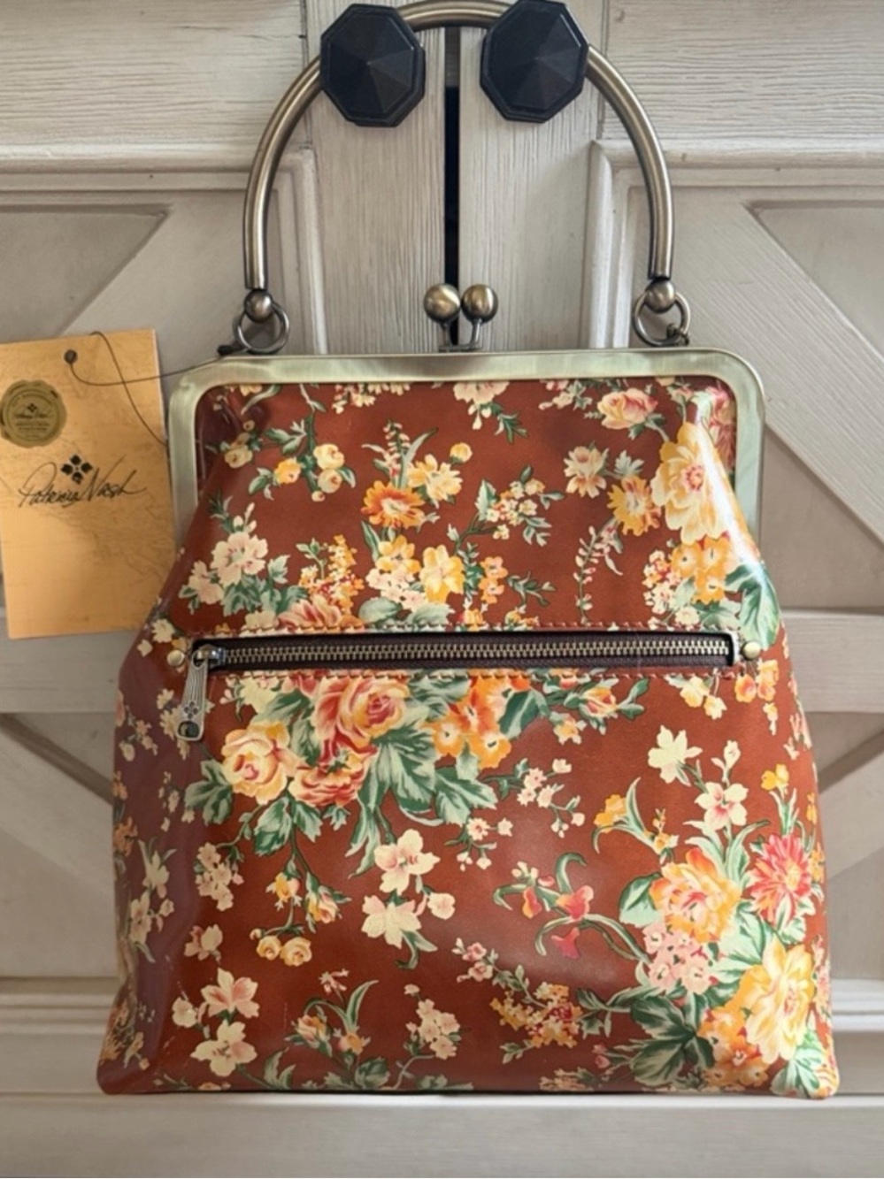 Patricia Nash Vintage Botanical Print Leather Crossbody Bag Novella Farm